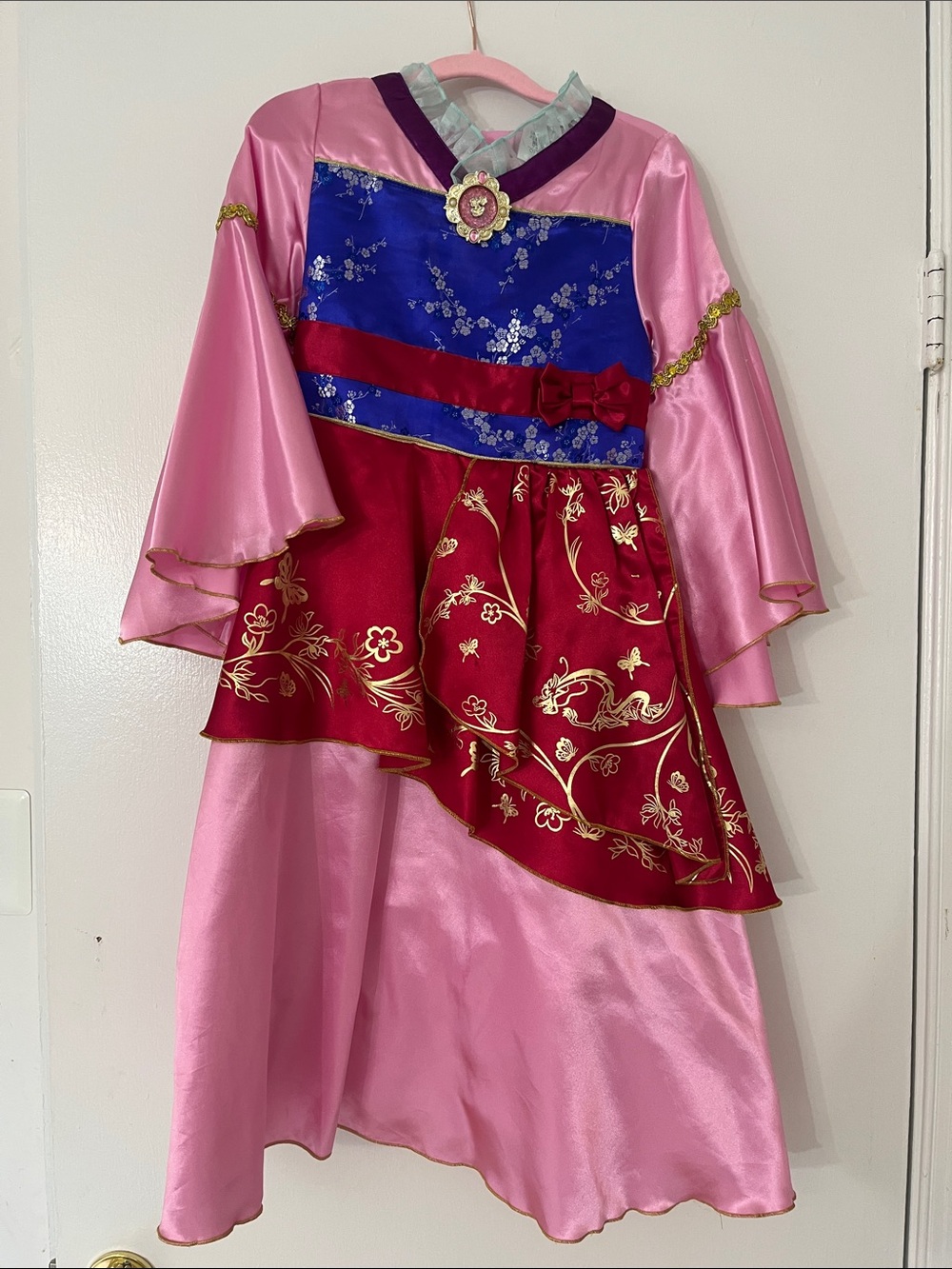 Disney Pink, Blue & Red Floral Satin Costume Dress
